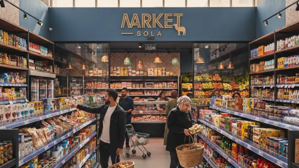 Mini-market SOLA à Témara avec rayons organisés