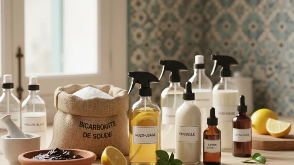 produits de nettoyage écologiques maison faits avec ingrédients naturels