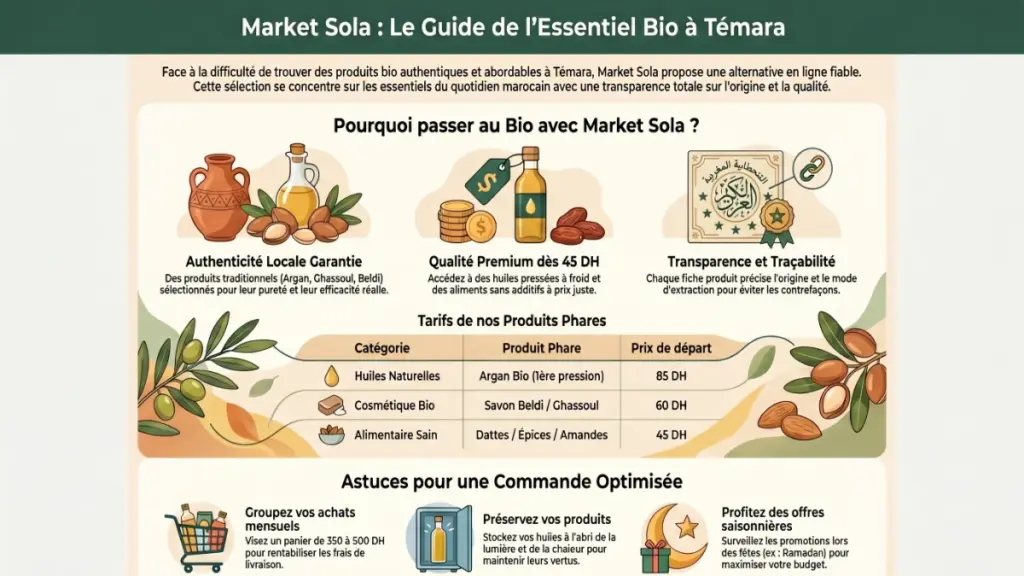 Client recevant une commande de produits bio Market Sola à domicile à Témara.